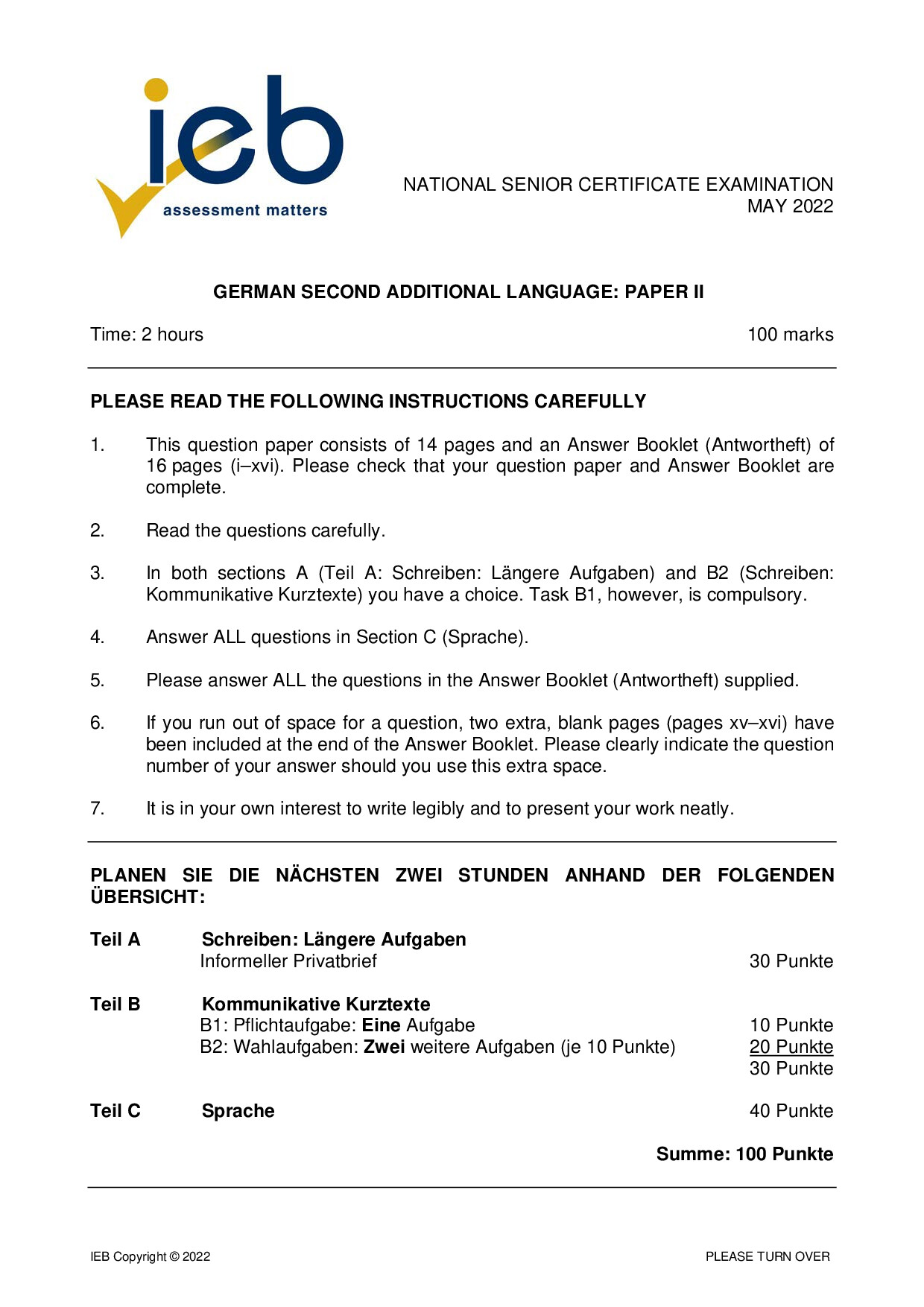 Preview of German SAL P2 May 2022 Gr12