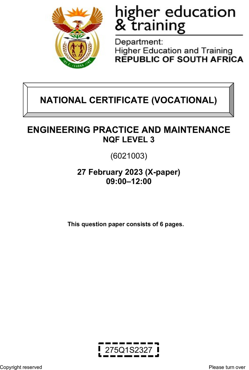 Engineering Practice And Maintenance L3 Supp QP Feb 2023 preview