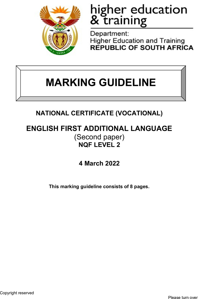 English First Additional Language L2 P2 Memo Supp Feb 2022 Signed Off