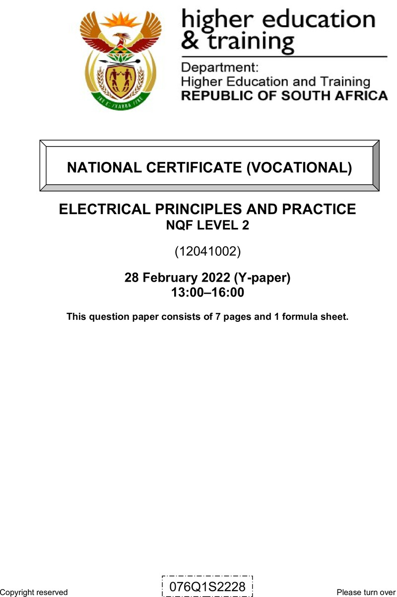 Electrical Principles And Practice L2 QP Supp Feb 2022