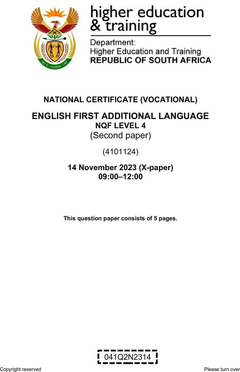 Nc1230 English First Additional Language L4 P2 QP Nov 2023 Signed Off