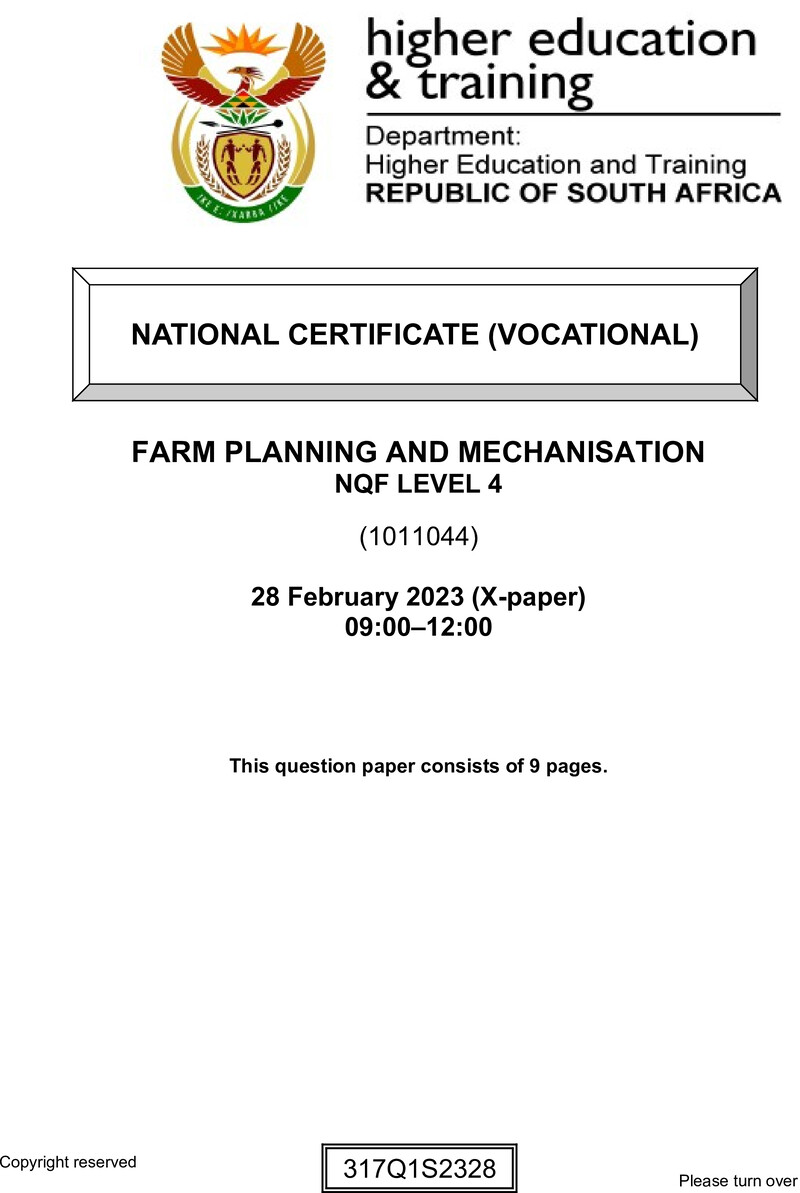 Farm Planning And Mechanisation L4 QP Supp Feb 2023 preview