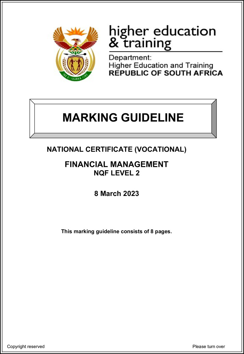 Financial Management L2 Supp Memo March 2023 Edited