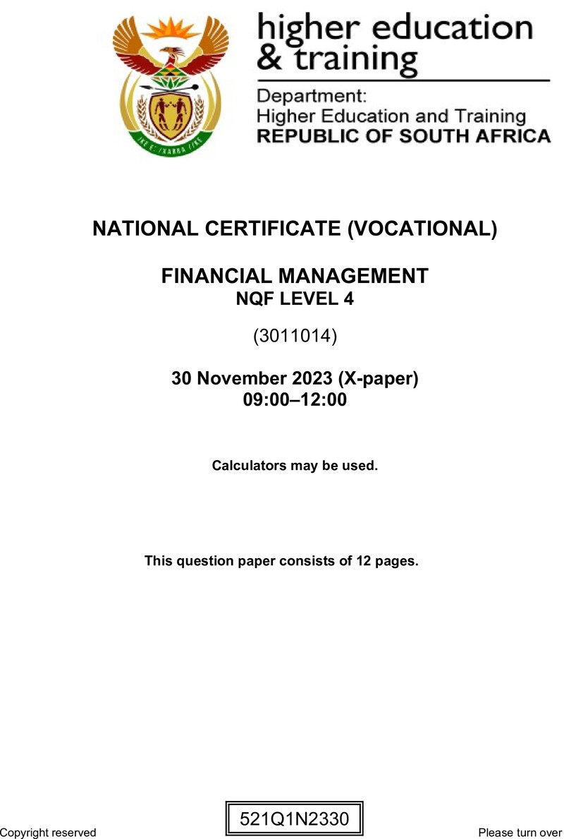 Nc1270 Financial Management L4 Nov QP 2023 Signed Off
