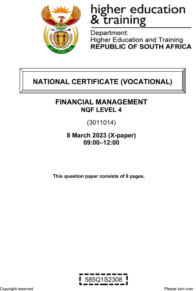 Nc1270 Financial Management L4 QP Feb 2023 Signed Off