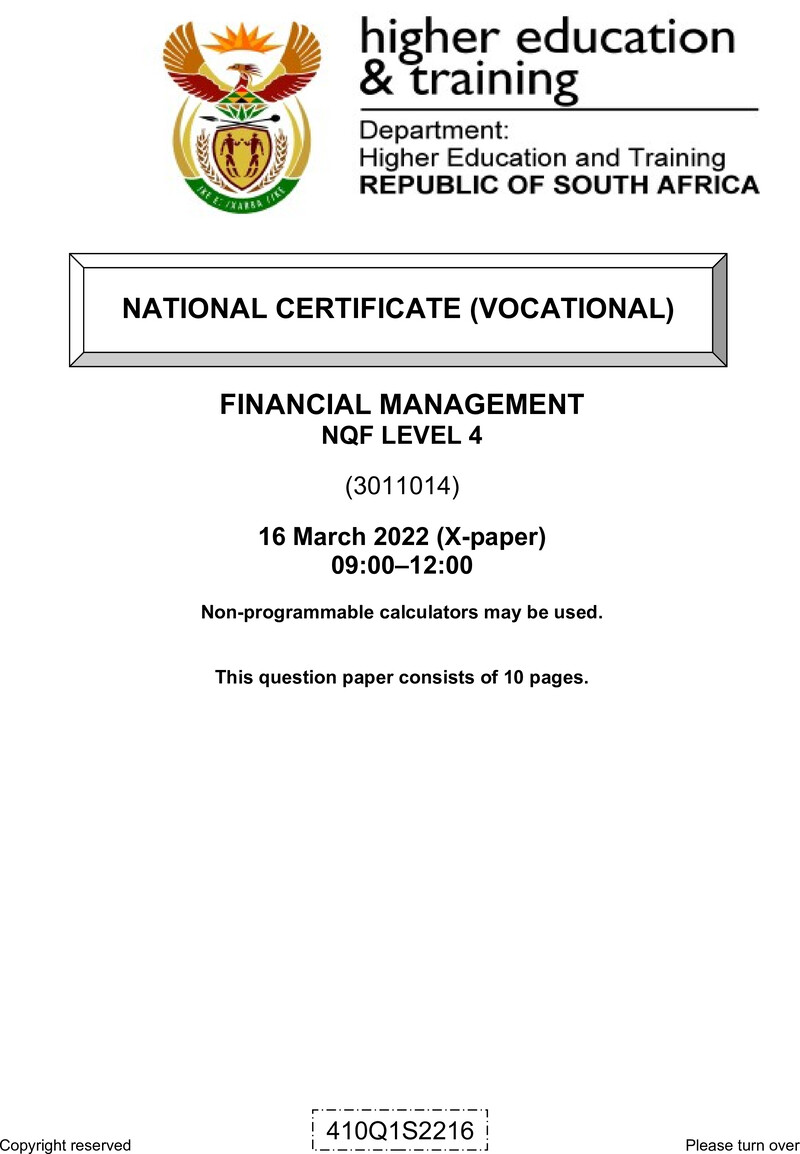 Nc1270 Financial Management L4 QP Supp Feb 2022 Signed Off