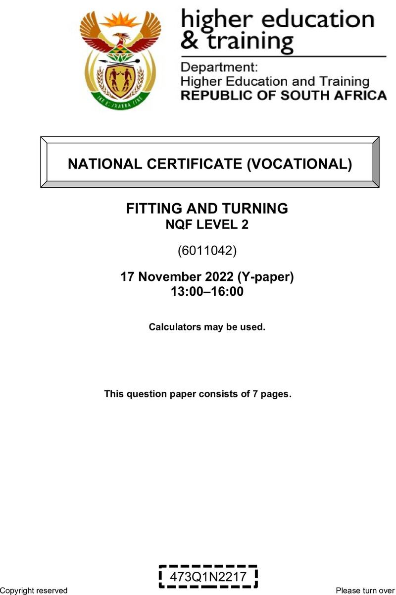 Nc1280 Fitting And Turning L2 QP Nov 2022 De Jager