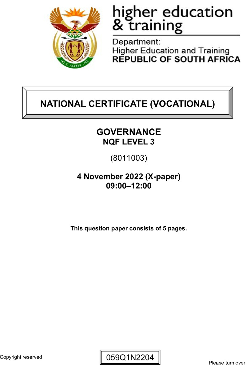 Nc1370 Governance L3 QP Nov 2022 Tromp