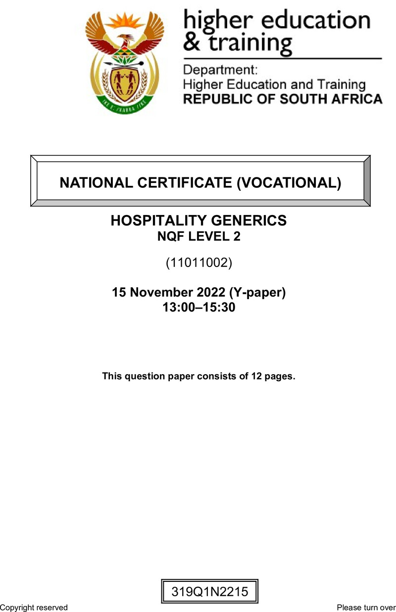 Nc1420 Hospitality Generics L2 Nov QP 2022 Signed Off Fopma