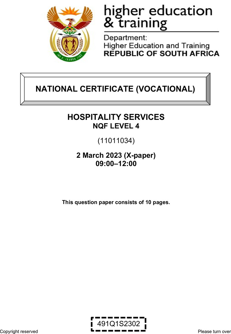 Nc1470 Hospitality Services L4 QP Supp 2023 Signed Off