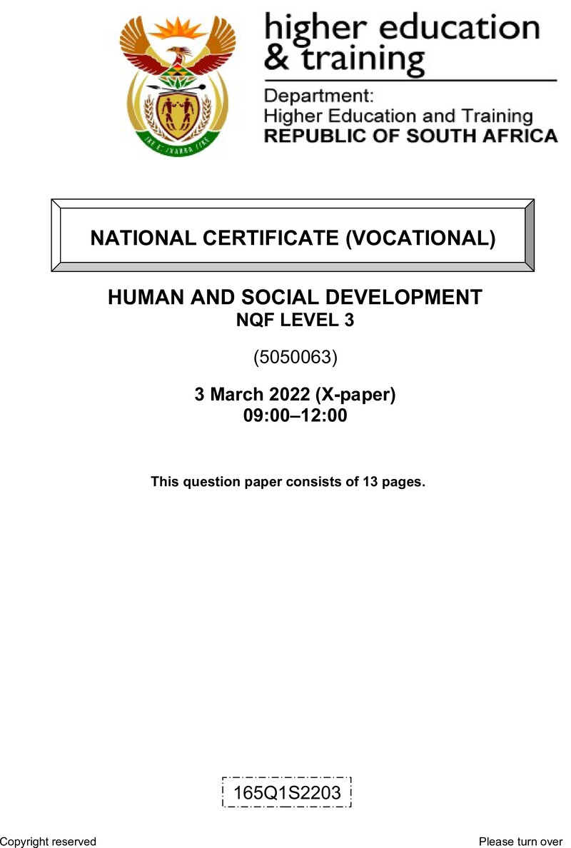 Human And Social Development L3 Supp QP Feb 2022 Moller