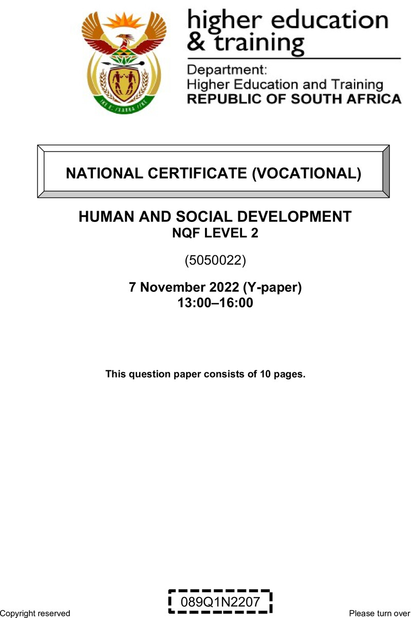 Nc1480 Human And Social Development L2 Nov QP 2022 Moller
