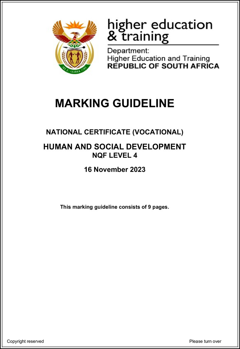 Nc1500 Human And Social Development L4 Memo Nov 2023 Signed Off