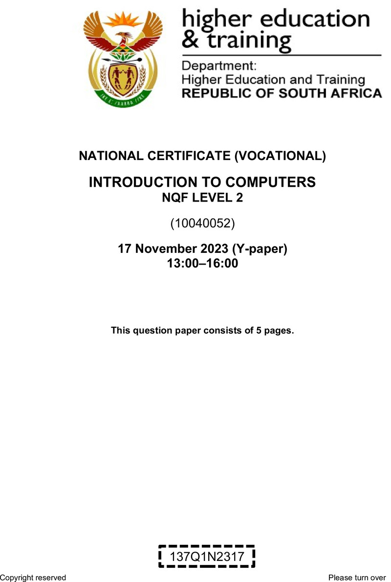 Nc1540 Introduction To Computers L2 QP Nov 2023 Kapp