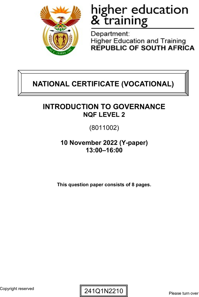 Nc1550 Introduction To Governance L2 QP Nov 2022 Moller