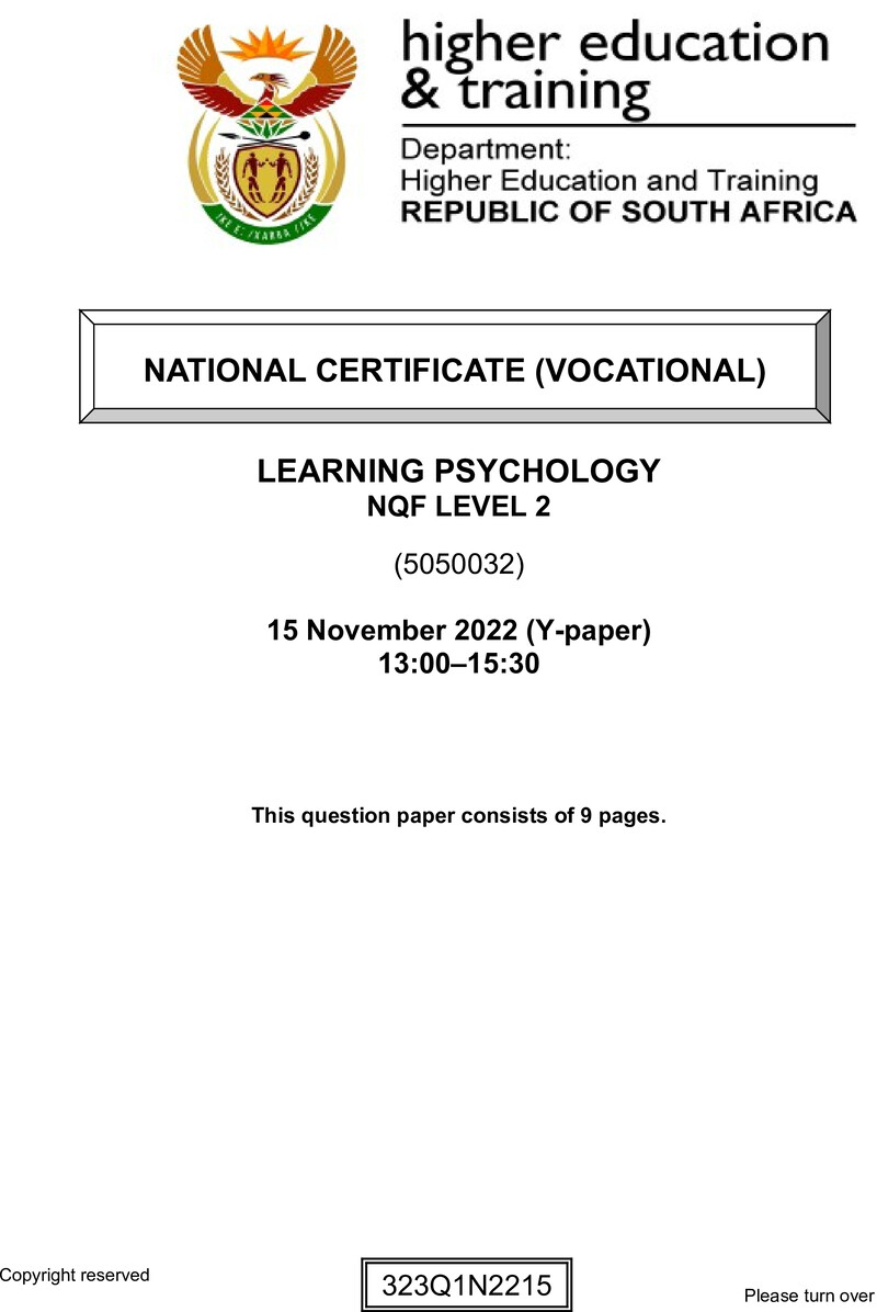 Nc1680 Learning Psychology L2 QP Nov 2022 Moller