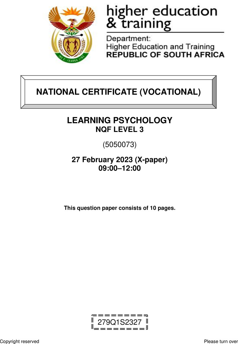 Nc1690 Learning Psychology L3 QP Supp Feb 2023 Signed Off