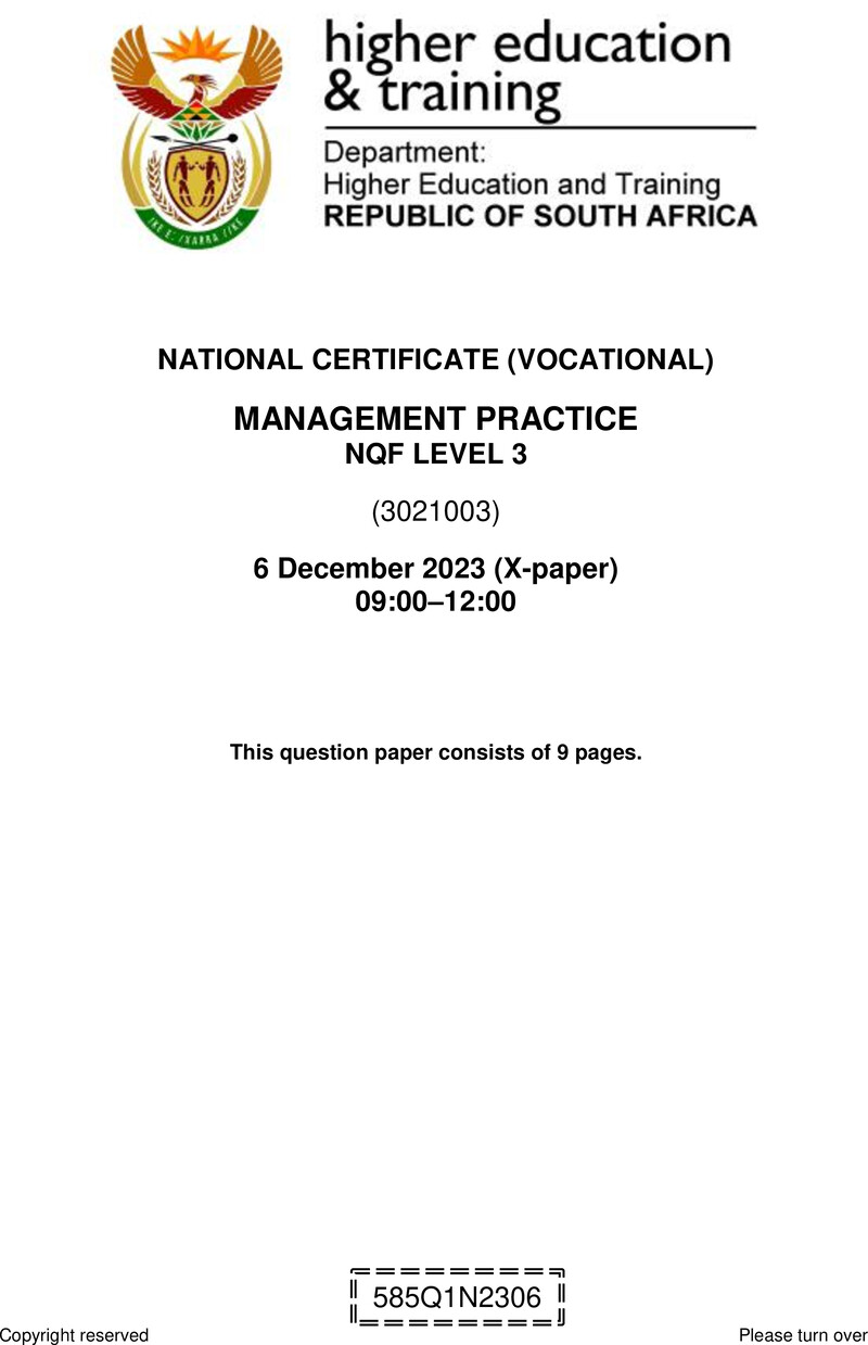 Nc1790 Management Practice L3 QP Nov 2023