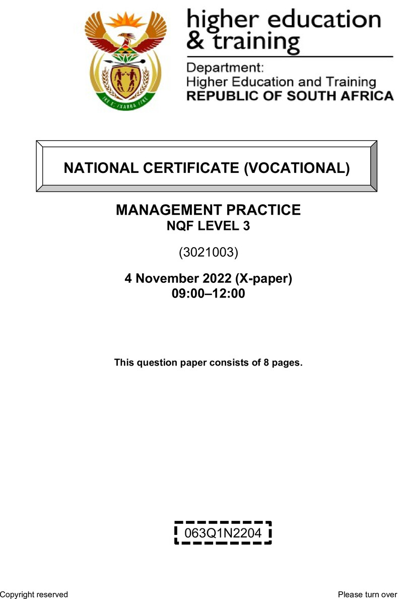 Management Practice L3 QP Nov 2022 preview