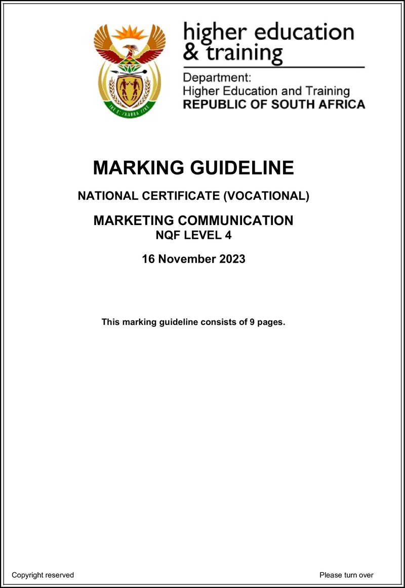 Nc1840 Marketing Communication L4Memo Nov 2023 Signed Off