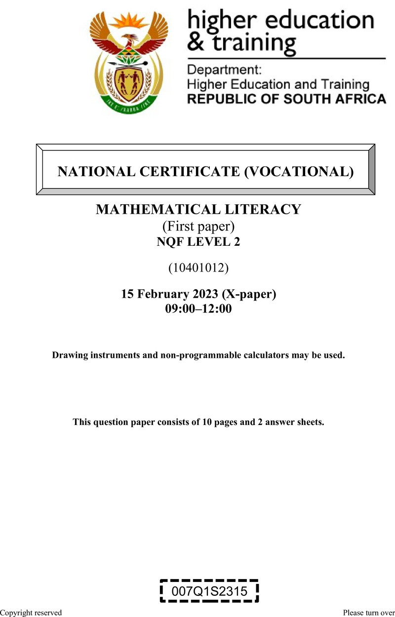 Mathematical Literacy L2 P1 QP Feb 2023 Signed Off