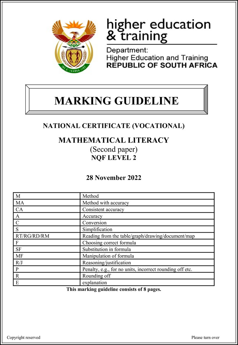 Nc1960 Mathematical Literacy L2 P2 Memo Nov 2022 Signed Off