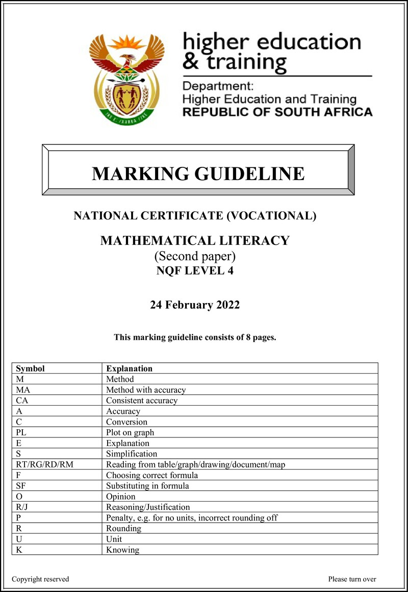 Nc2000 Mathematical Literacy L4 P2 Memo Supp Feb 2022 Signed Off