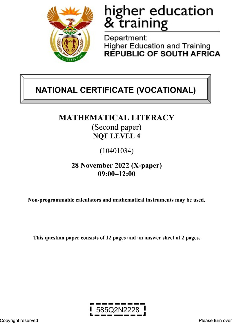 Nc2000 Mathematical Literacy L4 P2 QP Nov 2022 Signed Off