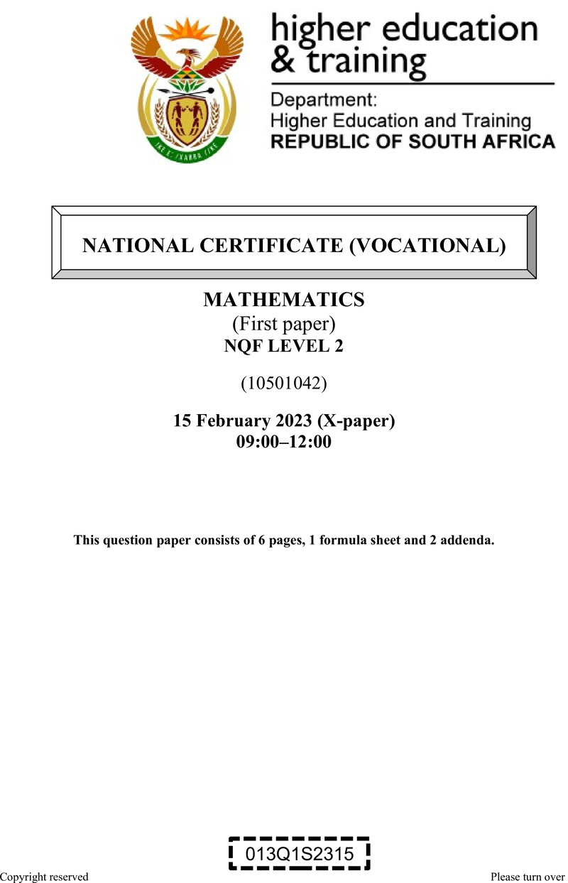 Mathematics L2 P1 QP Feb 2023 Signed Off