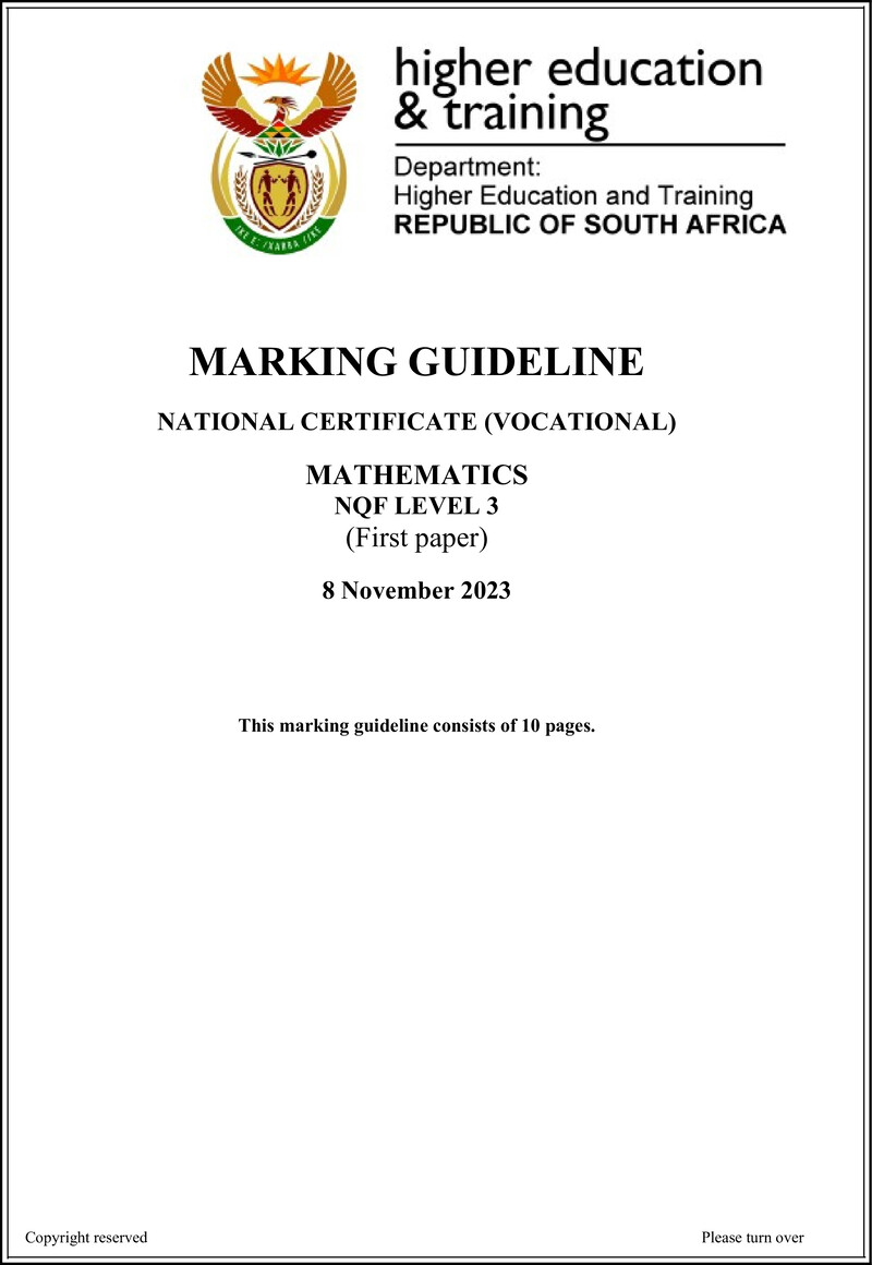 Mathematics L3 P1 MEMO Nov 2023 preview