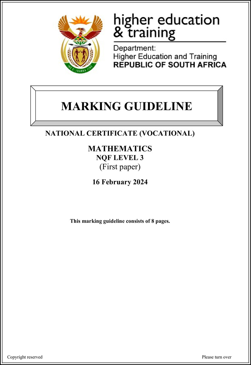 Mathematics L3 P1 MEMO Supp Feb Not 2024 preview