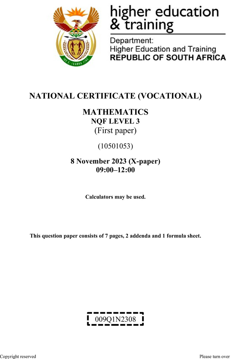Mathematics L3 P1 QP Nov 2023 preview