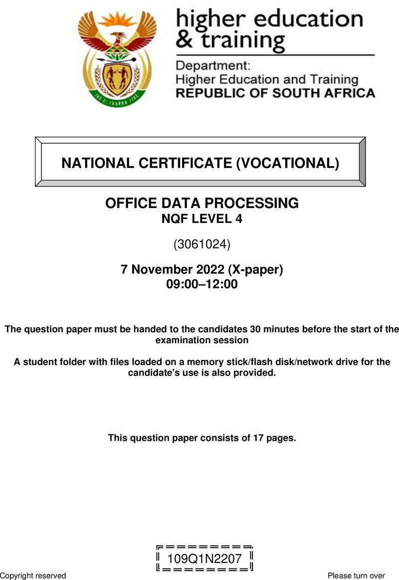 Nc2200 Office Data Processing L4 QP Nov 2022 Signed Off
