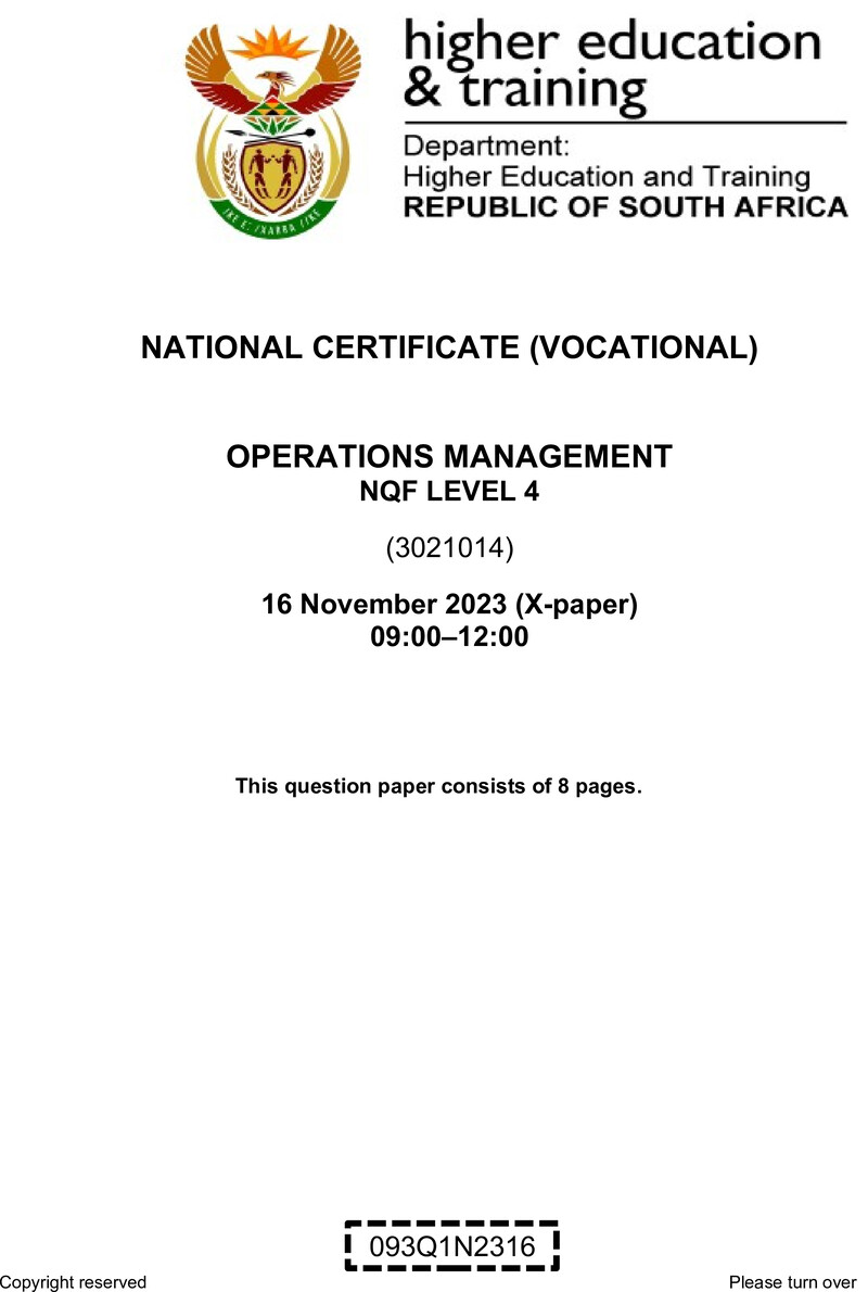 Operations Management L4 QP Nov 2023 preview