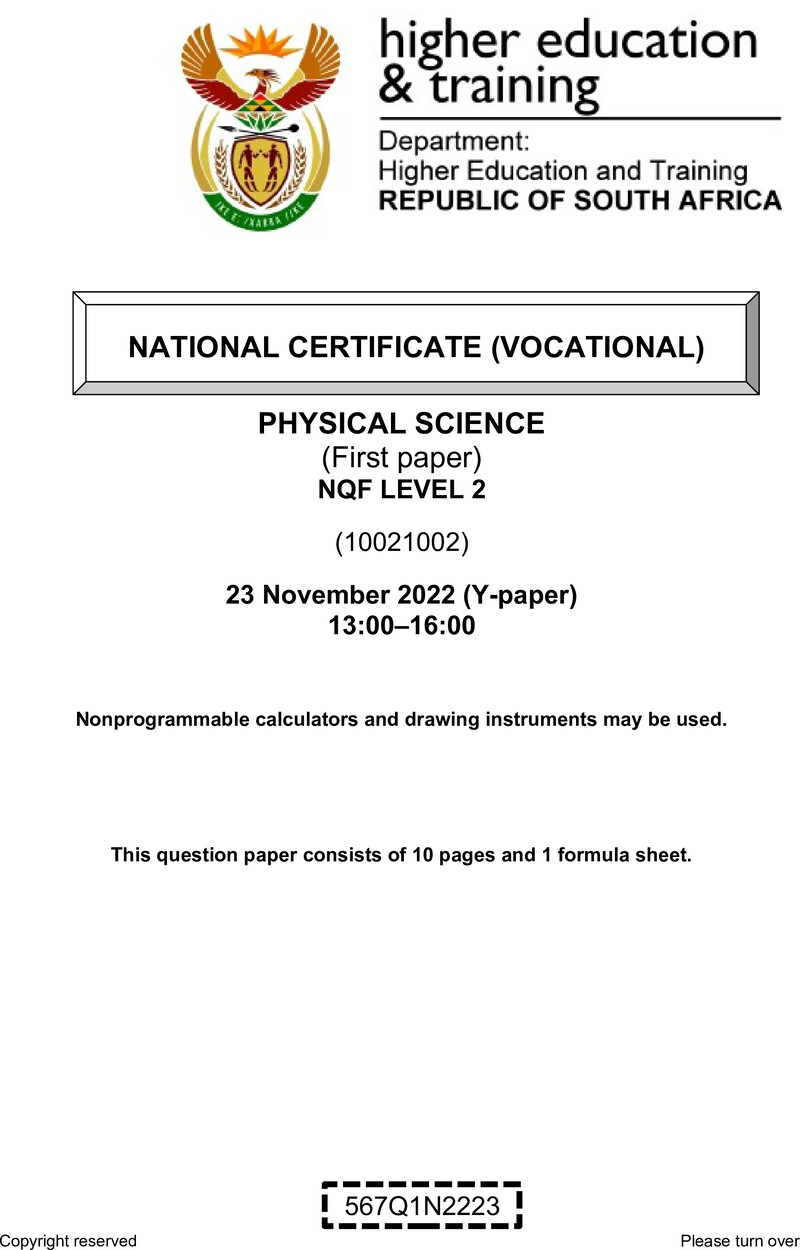 Nc2280 Physical Science L2 P1 QP Nov 2022 Signed Off