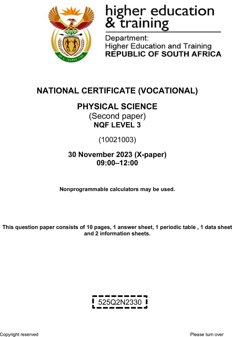 Nc2310 Physical Science L3 P2 QP Nov 2023 Signed Off