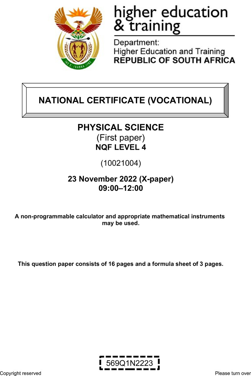 Physical Science L4 P1 QP Nov 2022 preview