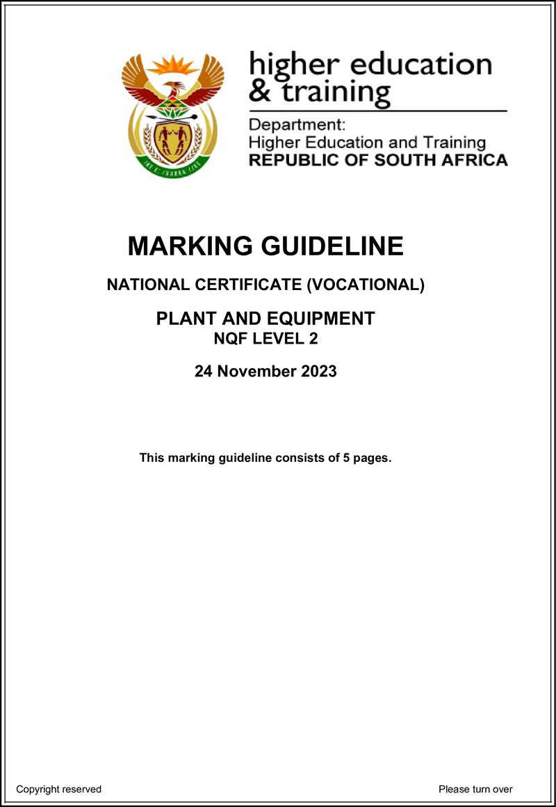 Nc2340 Plant And Equipment L2 Memo Nov 2023 Ed