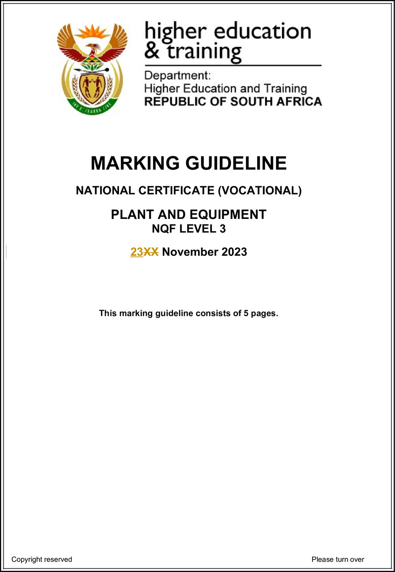 Nc2350 Plant And Equipment L3 Memo Nov 2023