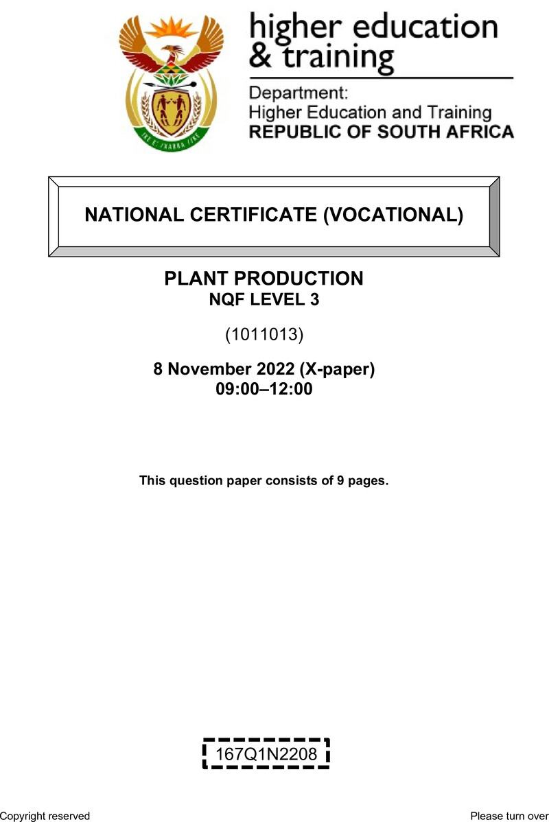 Plant Production L3 QP Nov 2022 Van Zyl S preview