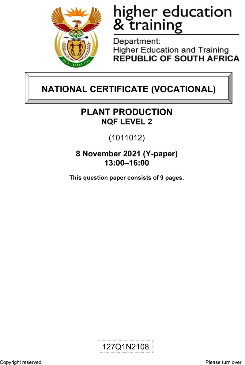 Plant Production L2 Nov QP 2021