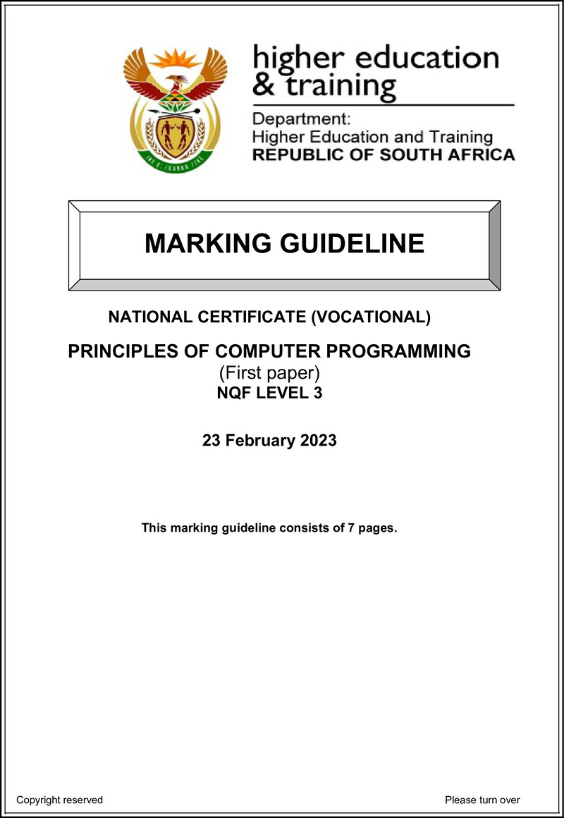 Nc2410 Principles Of Computer Programming L3 P1 Memo Supp Feb 2023