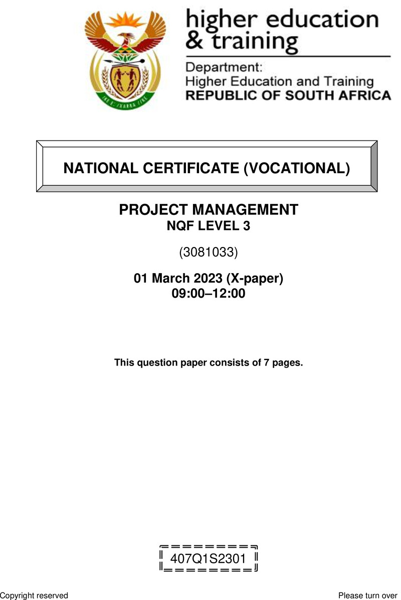 Nc2530 Project Management L3 QP Supp Feb 2023 Edited