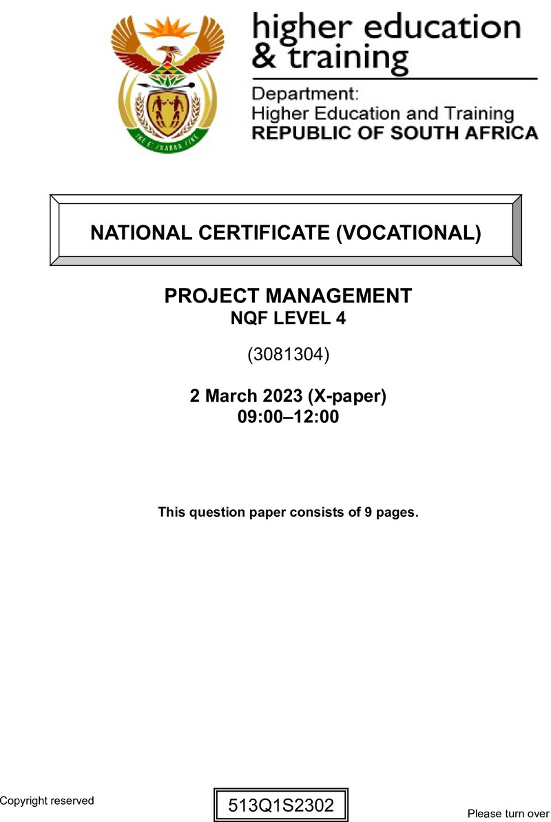 Nc2540 Project Management L4 QP Supp Feb 2023 Signed Off