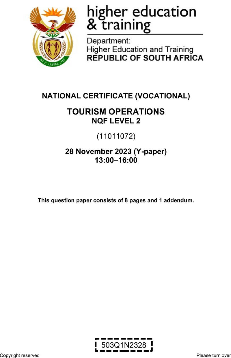Tourism Operations L2 QP Nov 2023 Moller preview