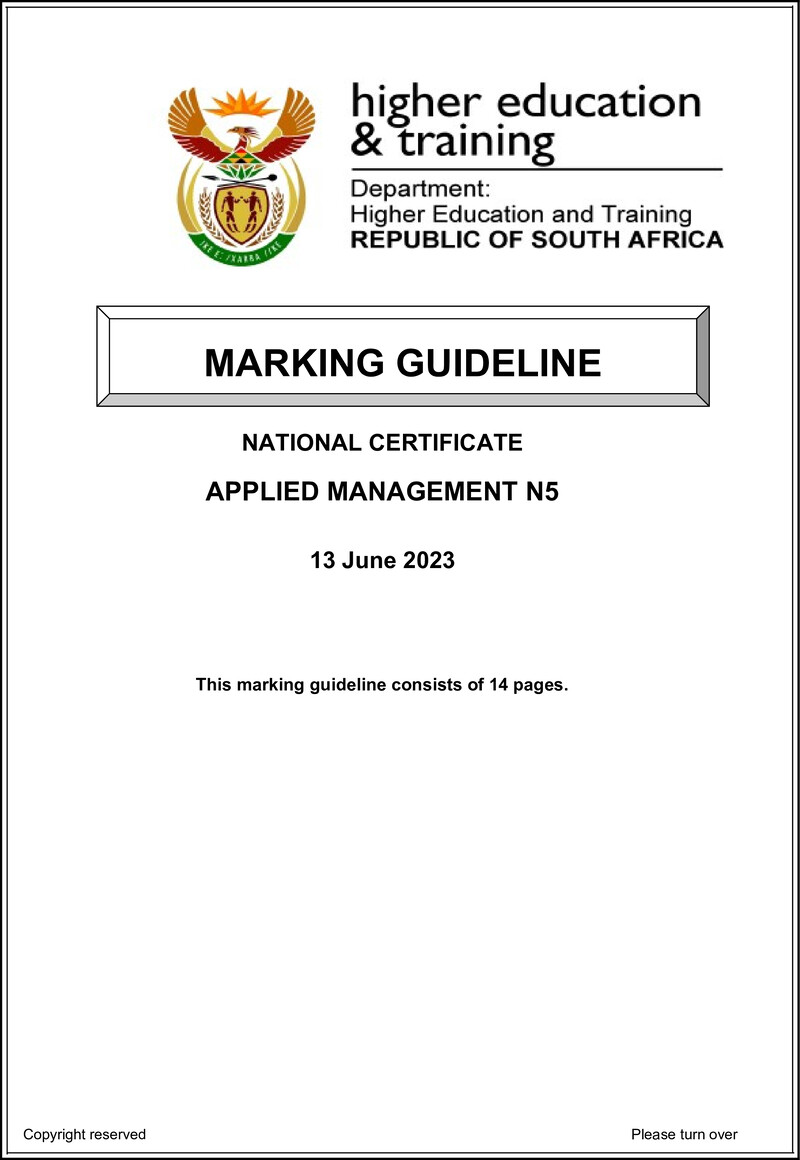 Applied Management N5 June Memo 2023