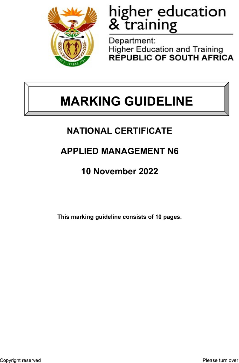 Applied Management N6 Nov Memo 2022