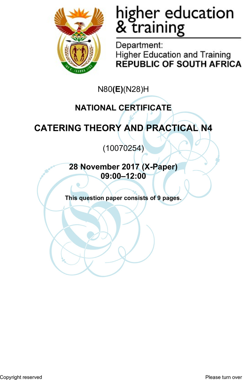 N80 Catering Theory And Practical N4 QP Nov 2017