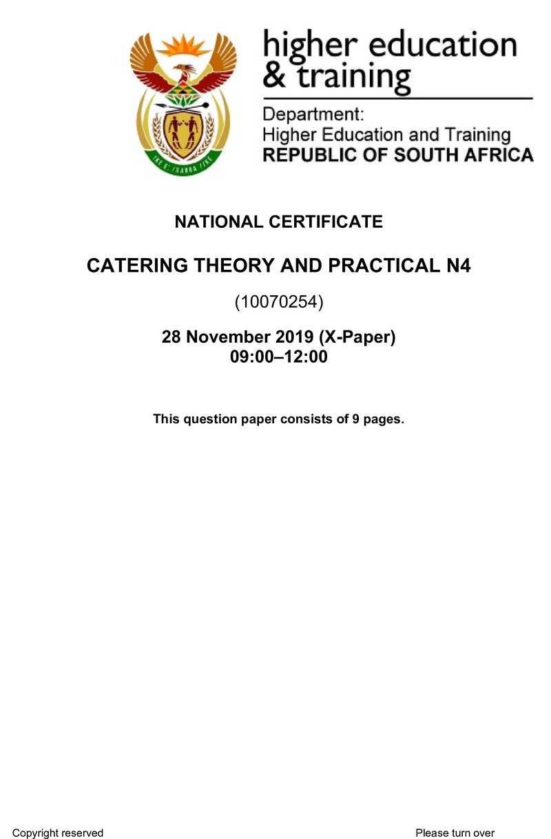 N80 Catering Theory And Practical N4 QP Nov 2019