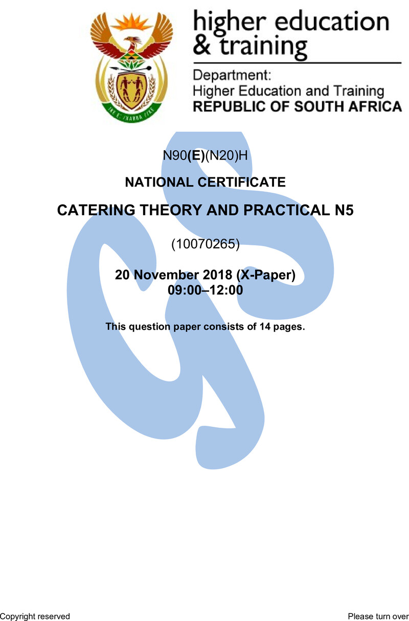 N90 Catering Theory And Practical N5 QP Nov 2018